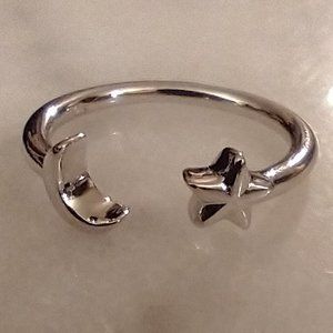 Sterling Silver Moon and Star Ring Size 7